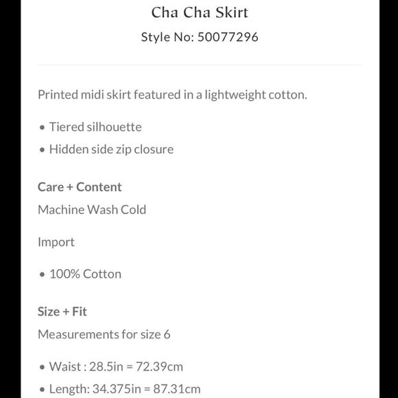 FREE PEOPLE Womens Cha Cha Tiered Cotton Midi Patterned Printed Skirt Size 0 - Picture 5 of 9